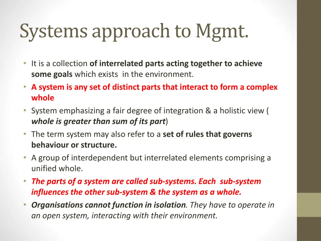 systems approach to mgmt
