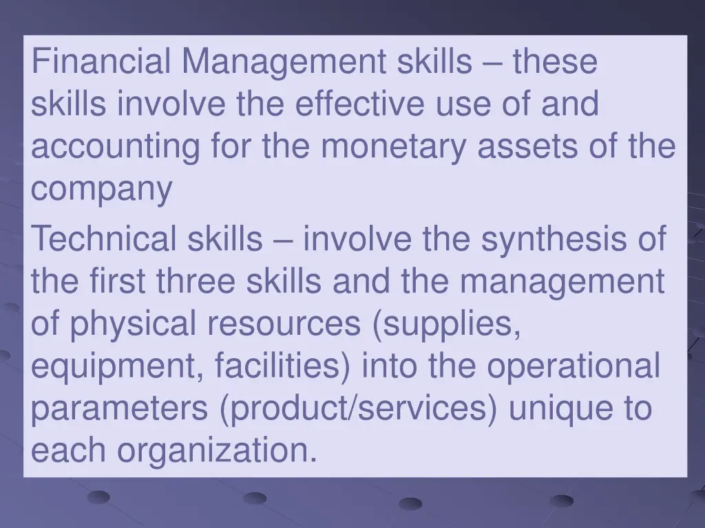 financial management skills these skills involve