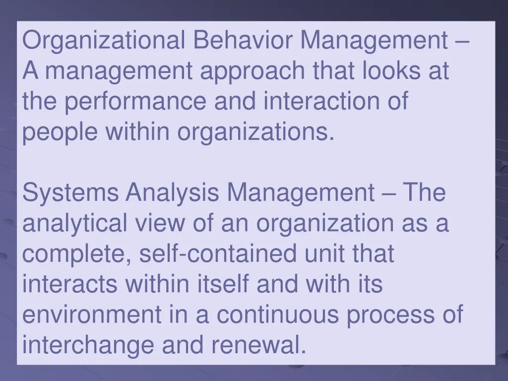 organizational behavior management a management
