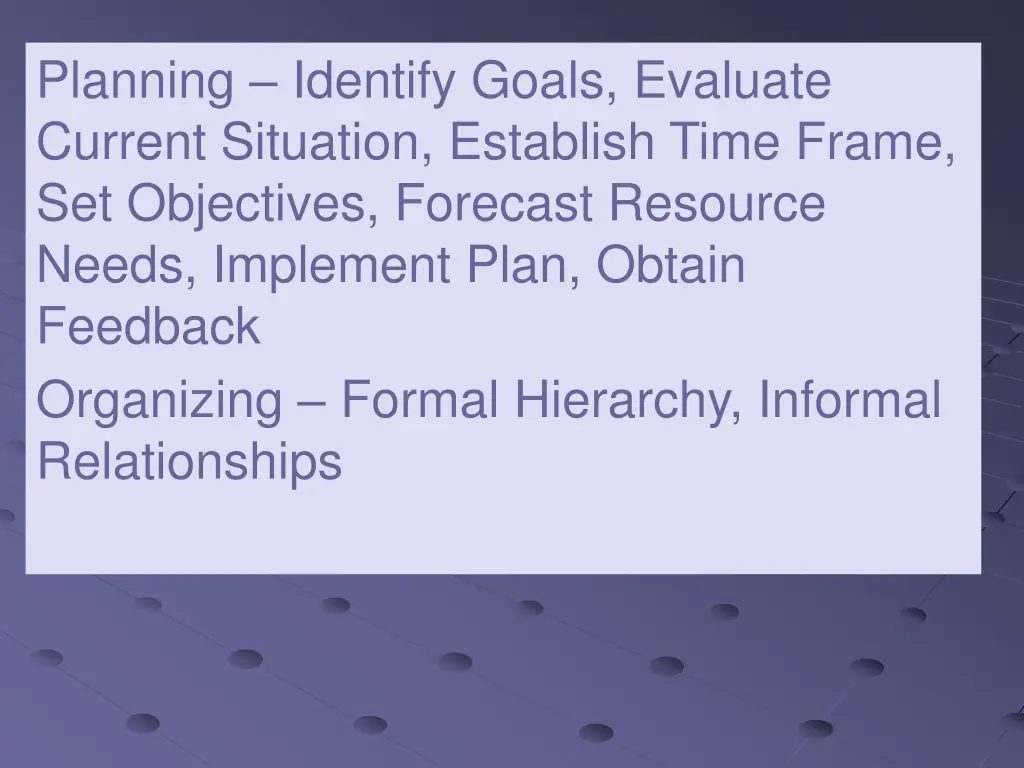 planning identify goals evaluate current