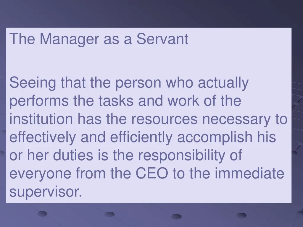 the manager as a servant