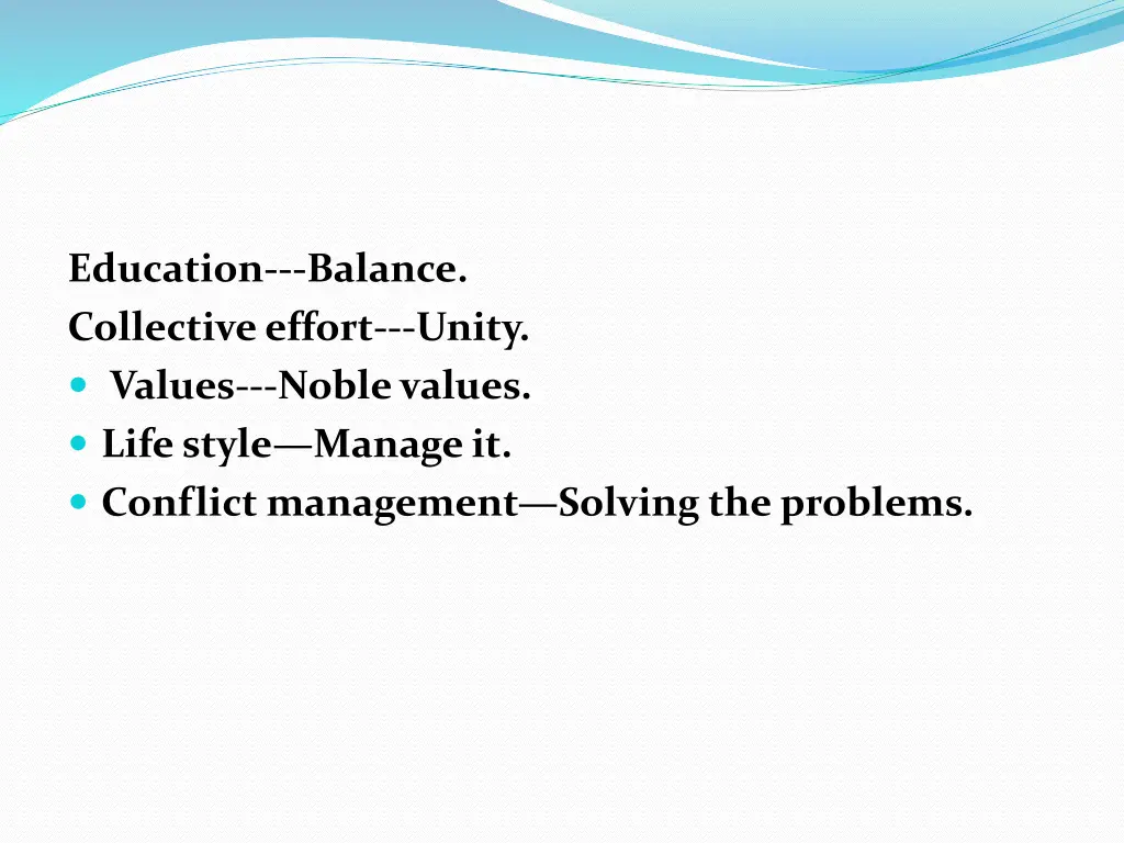 education balance collective effort unity values