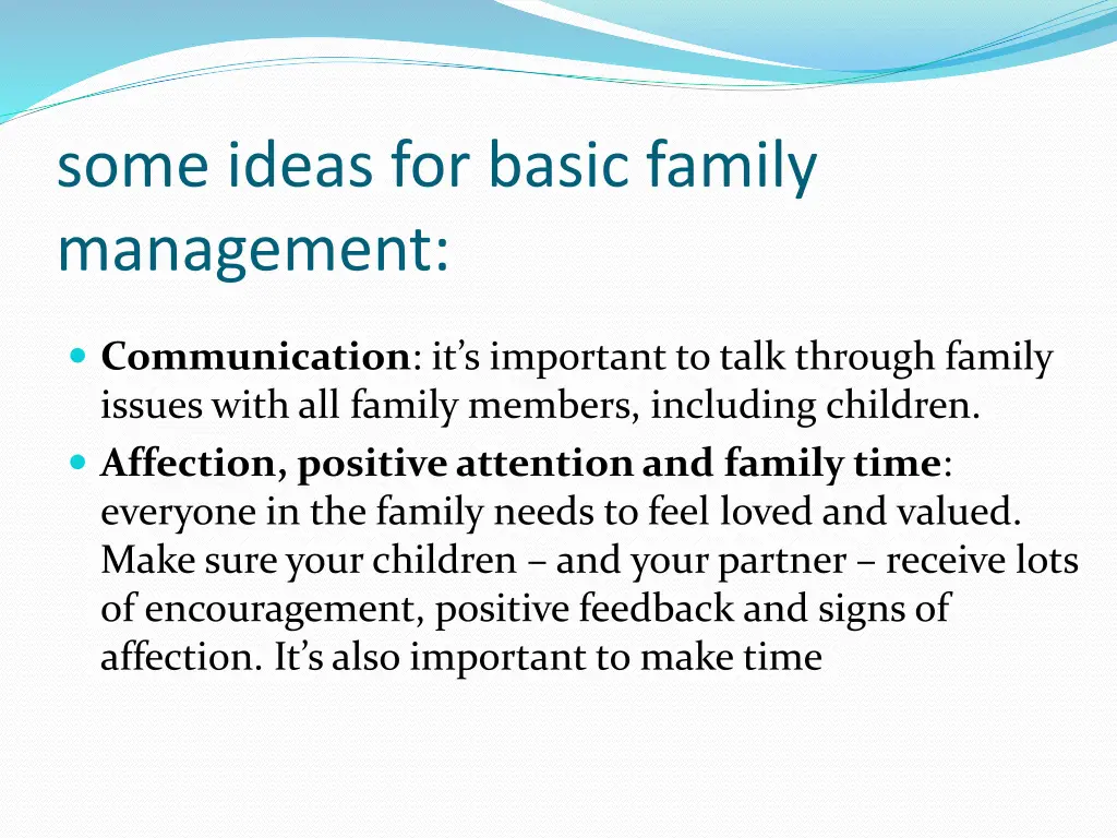 some ideas for basic family management