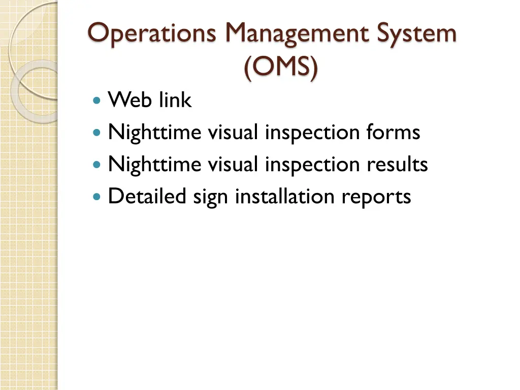 operations management system oms web link