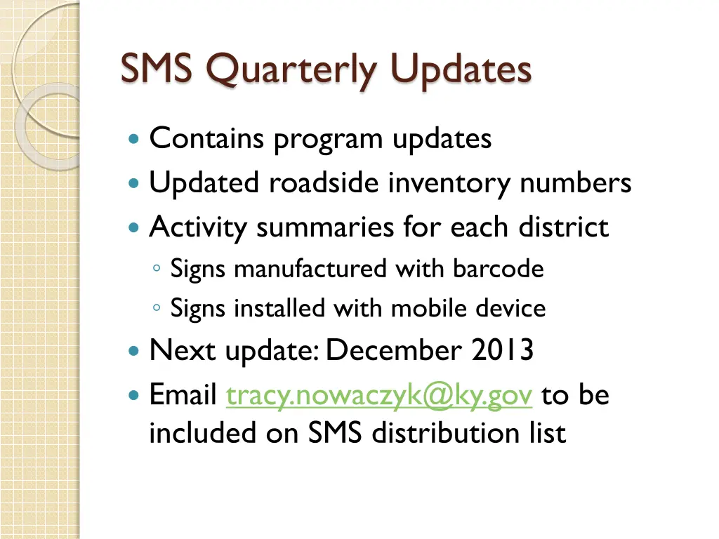sms quarterly updates