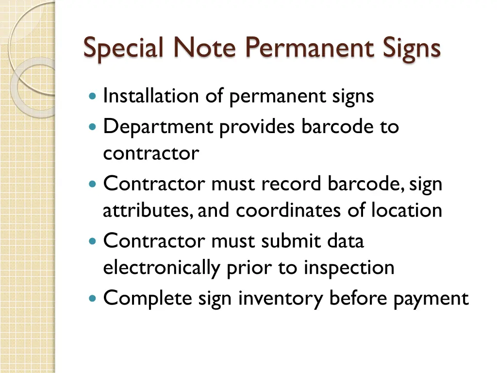 special note permanent signs