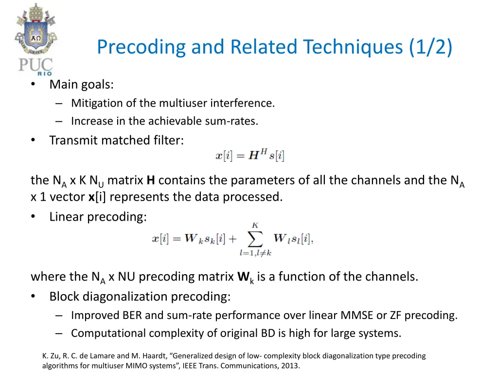precoding and related techniques 1 2