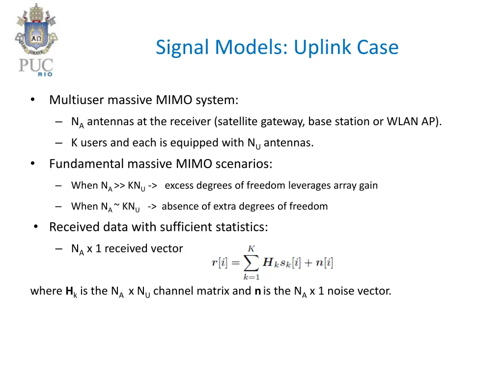signal models uplink case