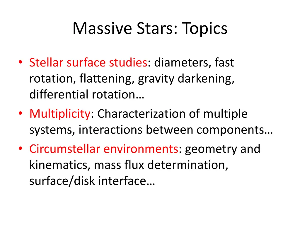 massive stars topics