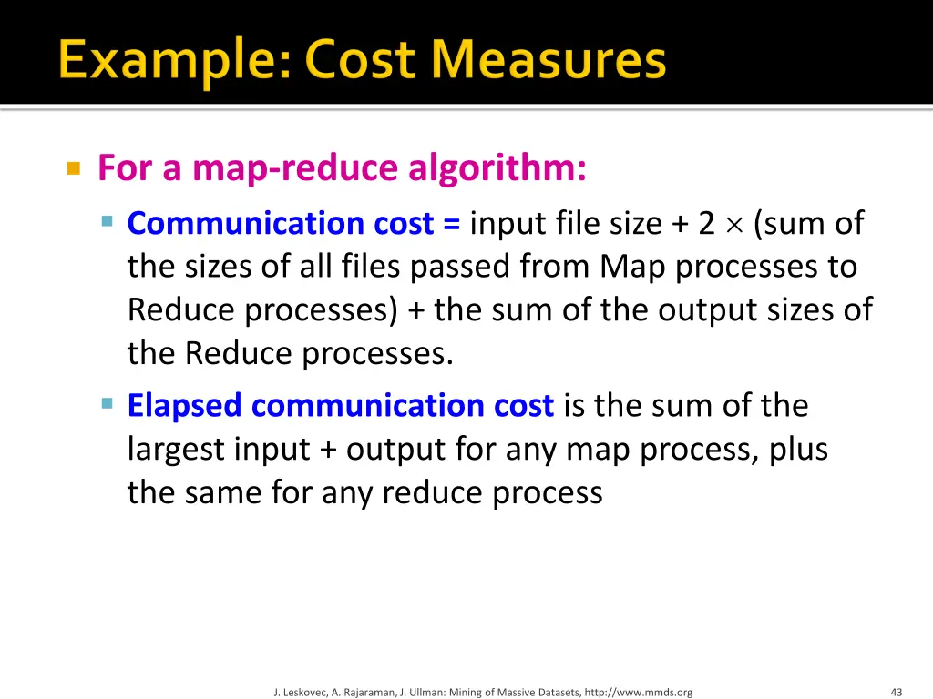for a map reduce algorithm communication cost