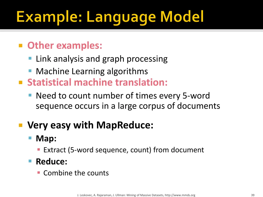 other examples link analysis and graph processing
