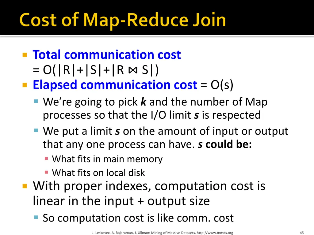 total communication cost o r s r s elapsed