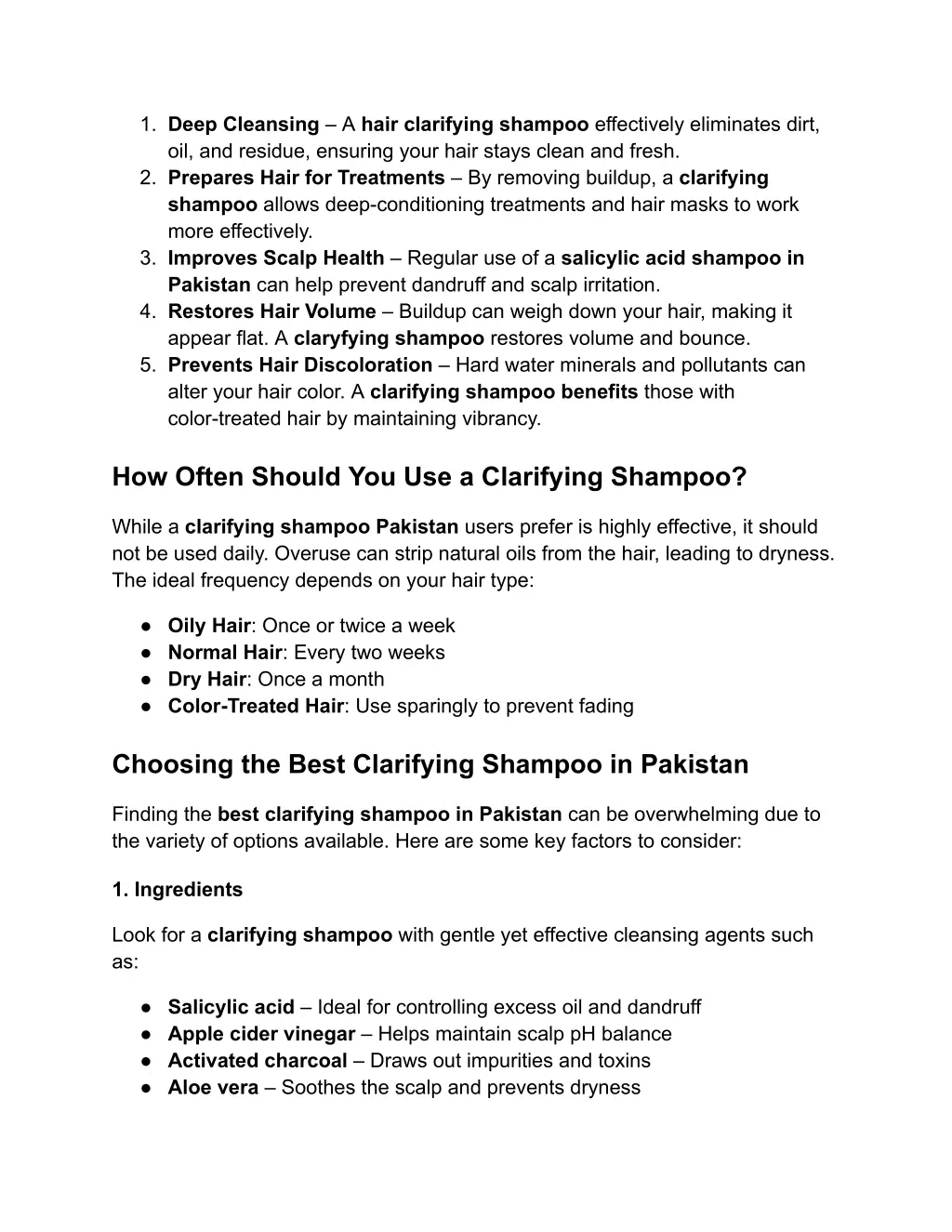 1 deep cleansing a hair clarifying shampoo