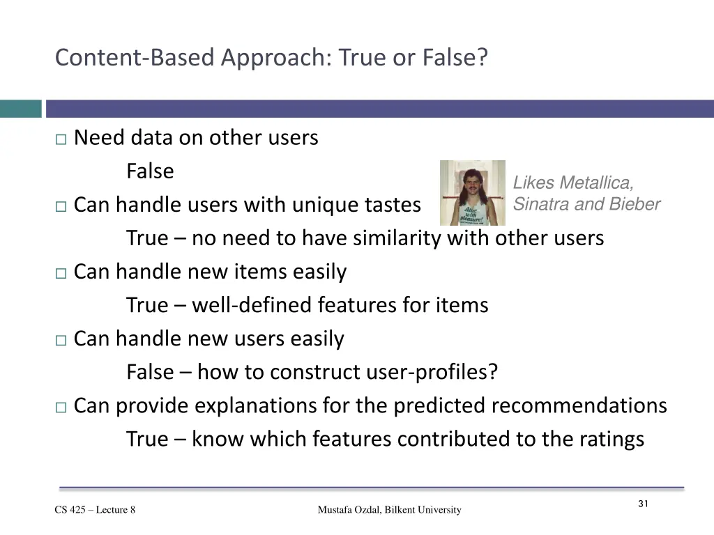 content based approach true or false