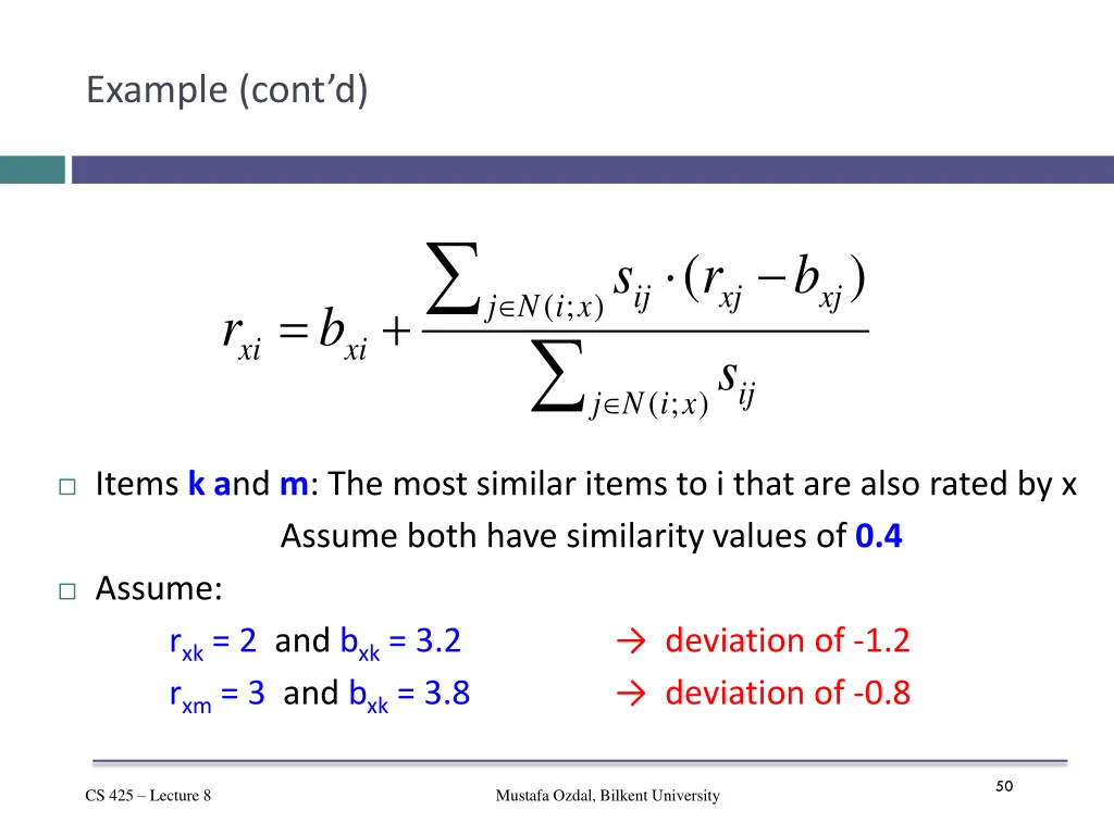 example cont d