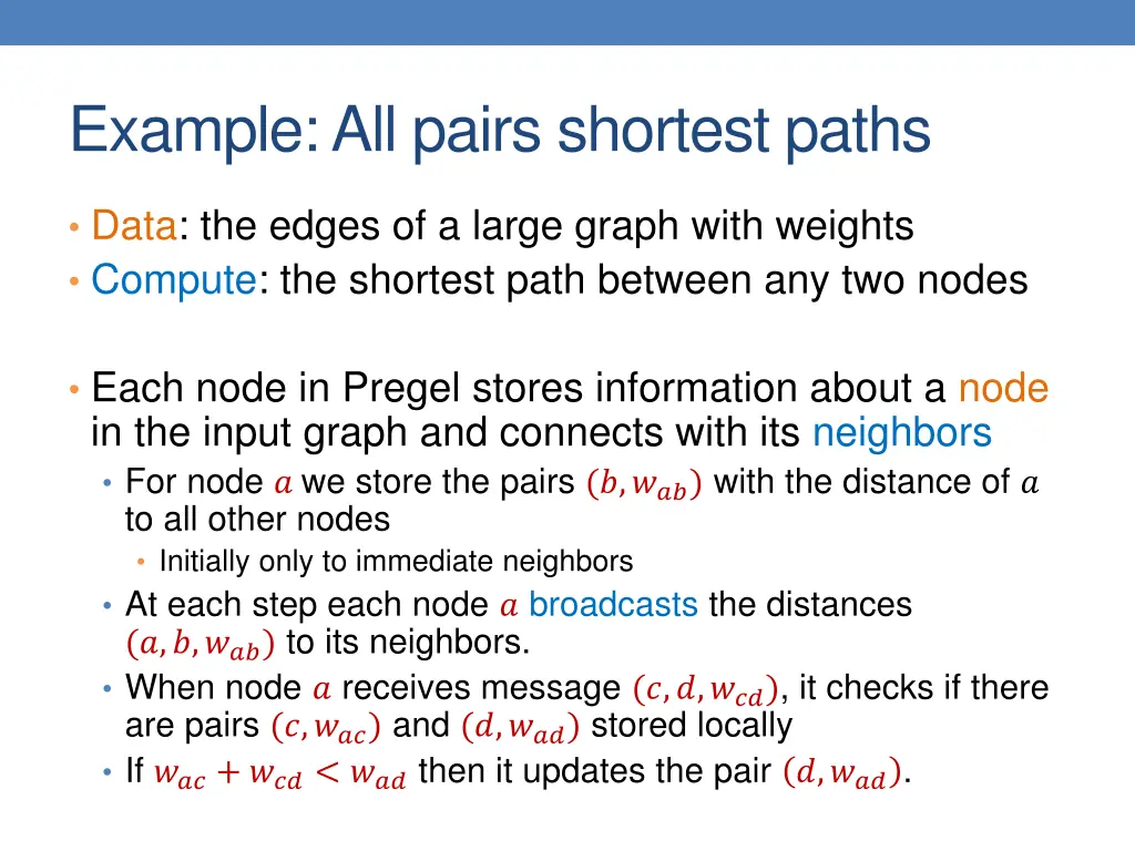 example all pairs shortest paths