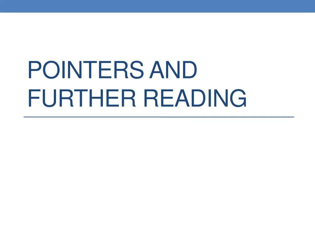 pointers and further reading