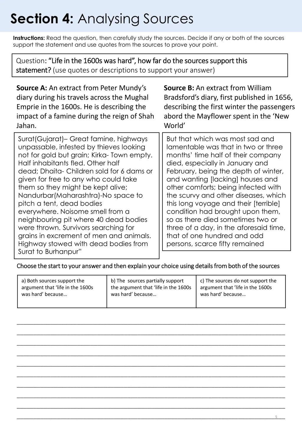 section 4 analysing sources