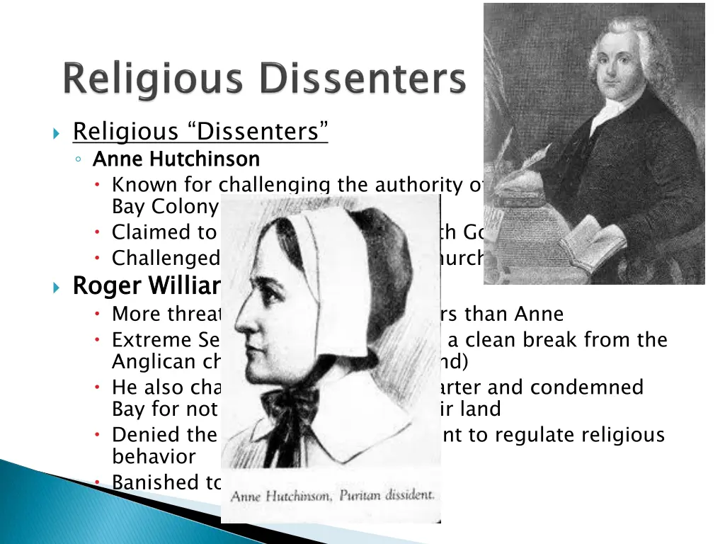 religious dissenters anne hutchinson known