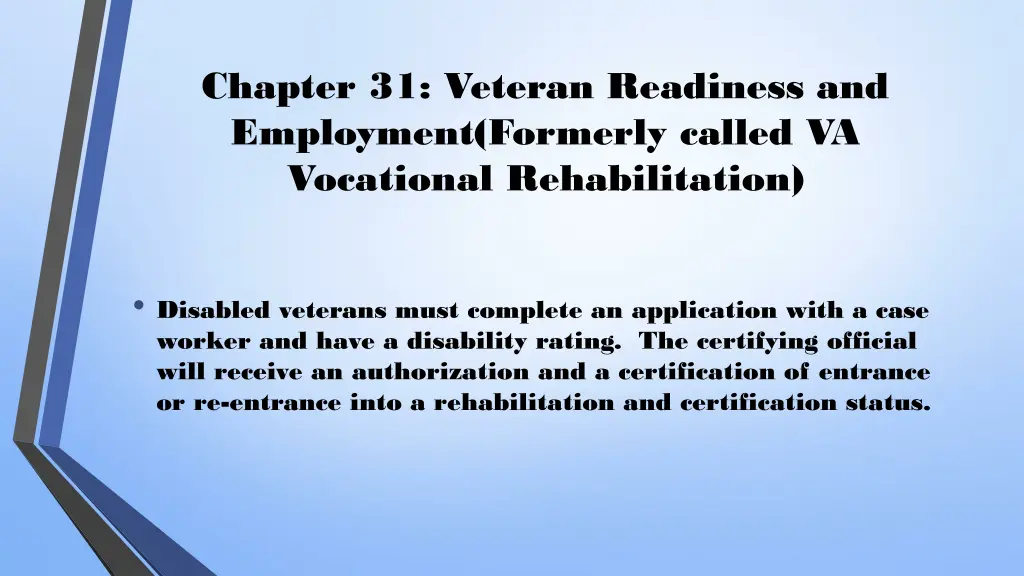chapter 31 veteran readiness and employment