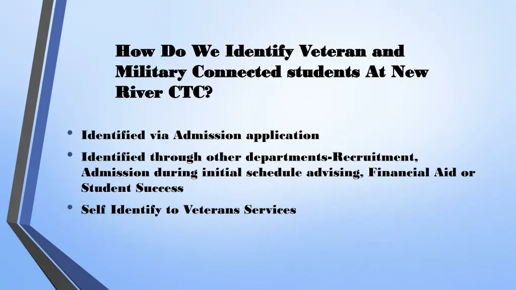how do we identify veteran and how do we identify