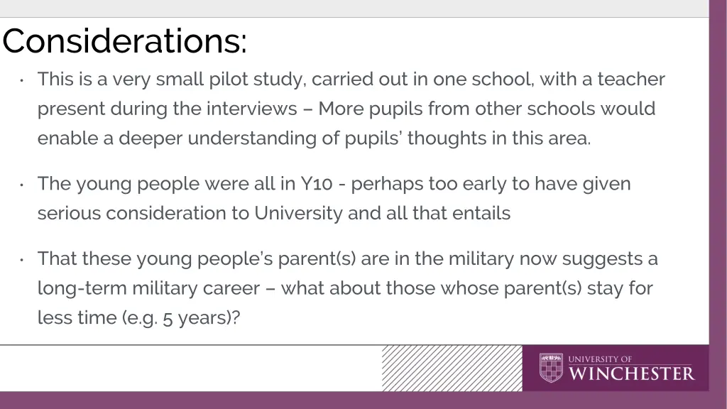 considerations