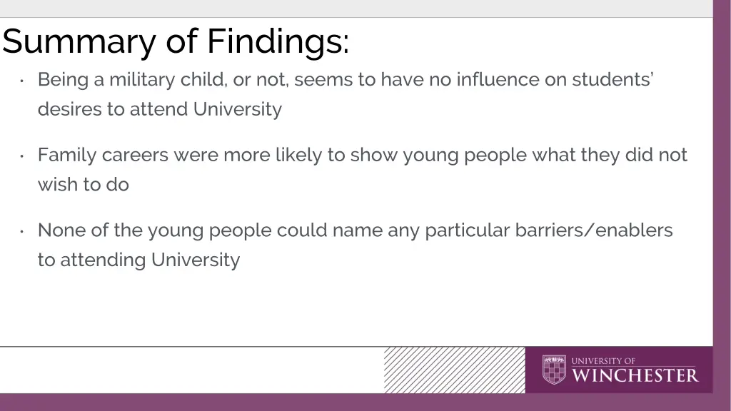 summary of findings