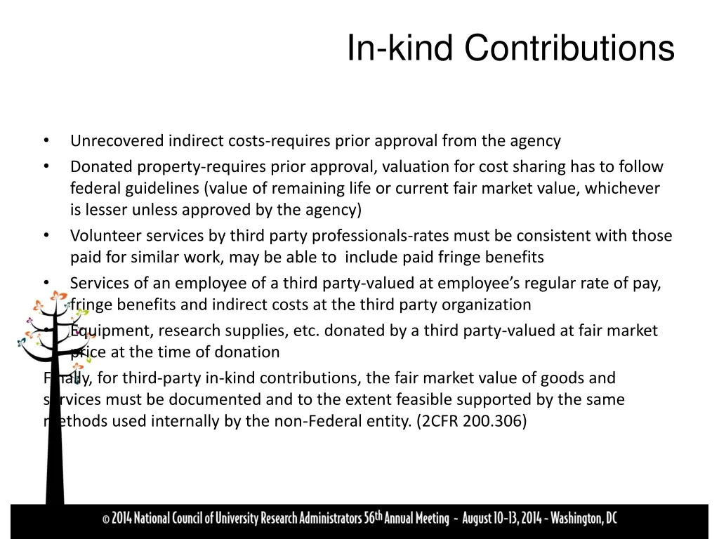 in kind contributions