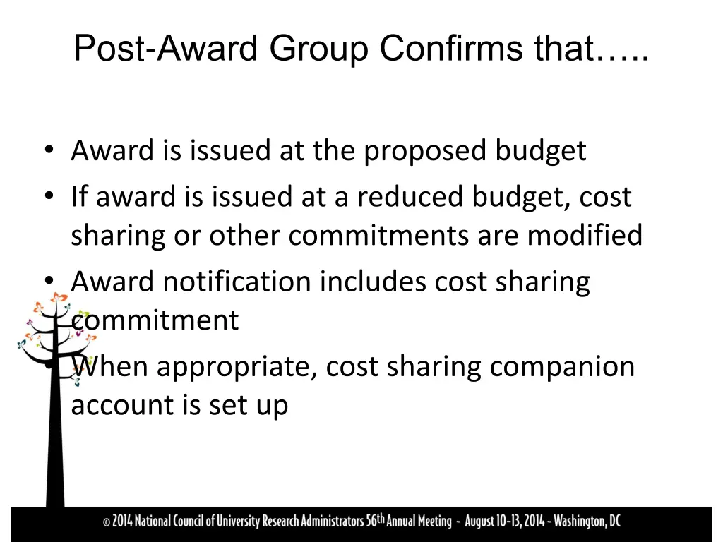 post award group confirms that