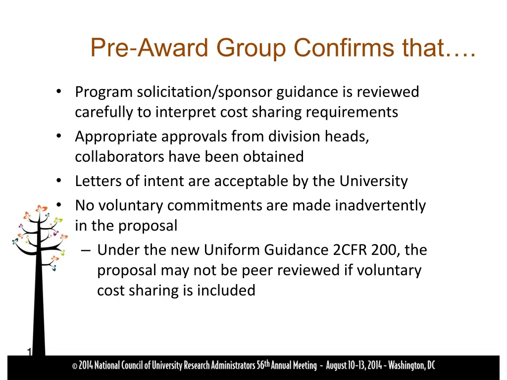 pre award group confirms that