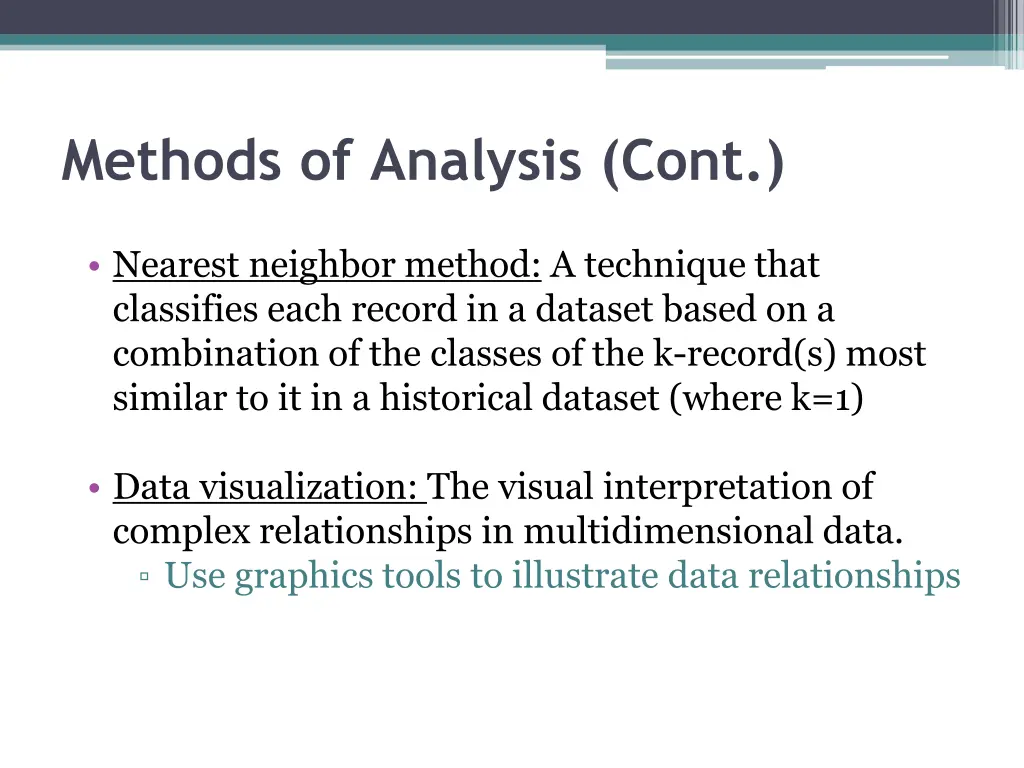 methods of analysis cont 1