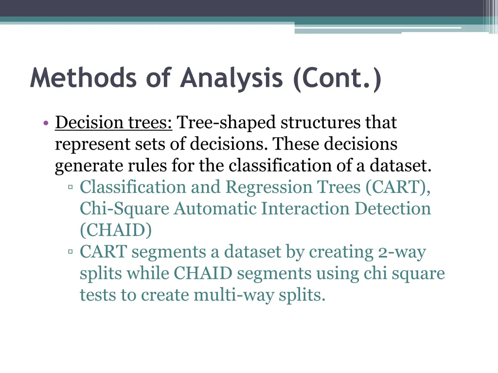 methods of analysis cont