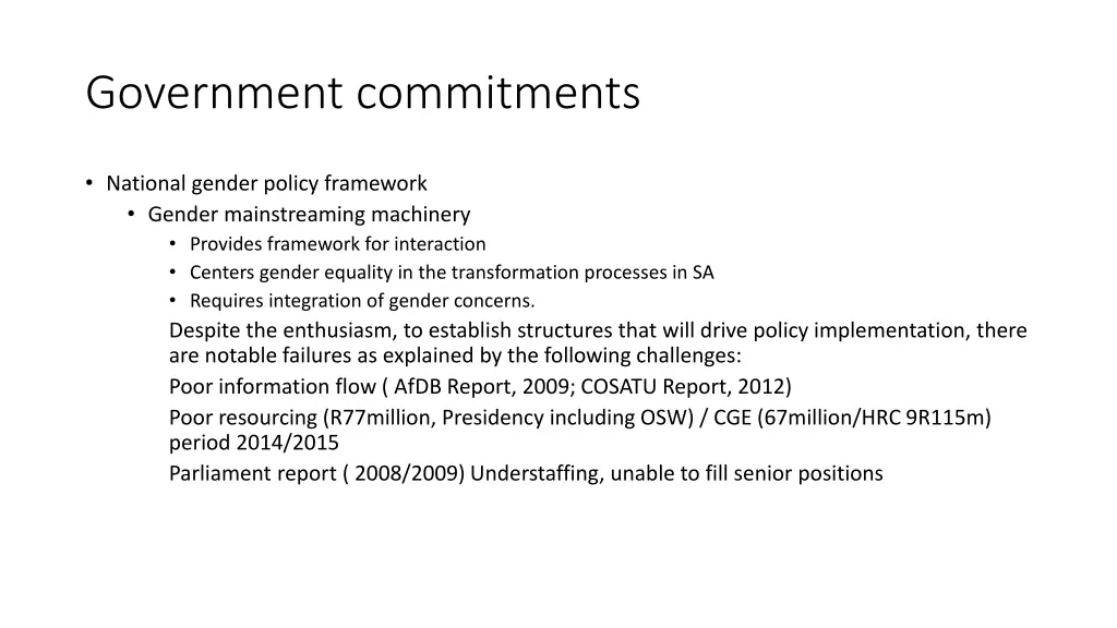 government commitments