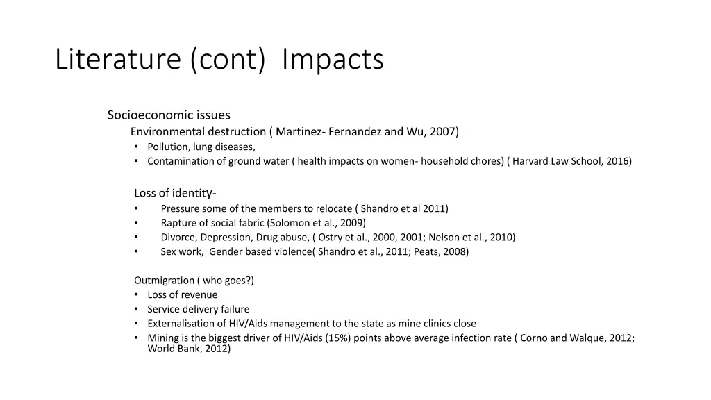 literature cont impacts