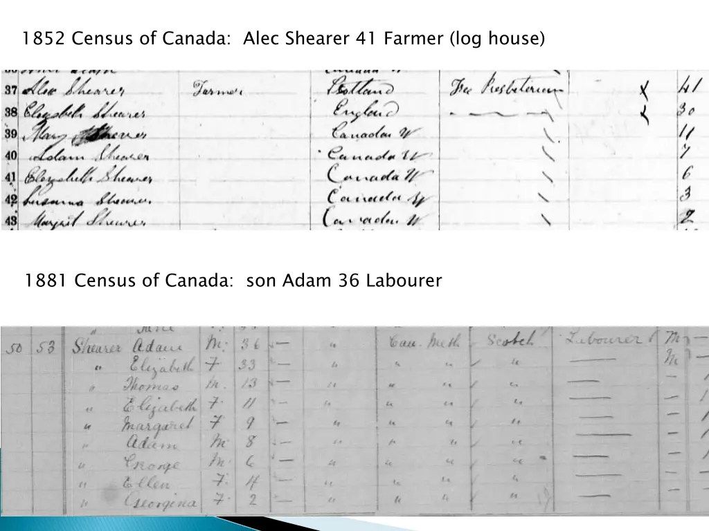 1852 census of canada alec shearer 41 farmer