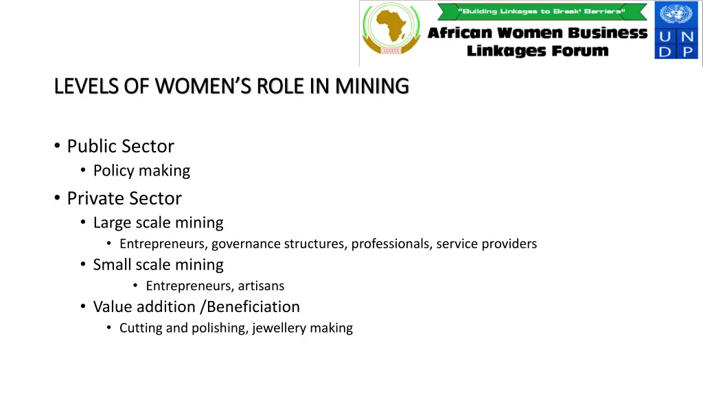levels of women s role in mining levels of women