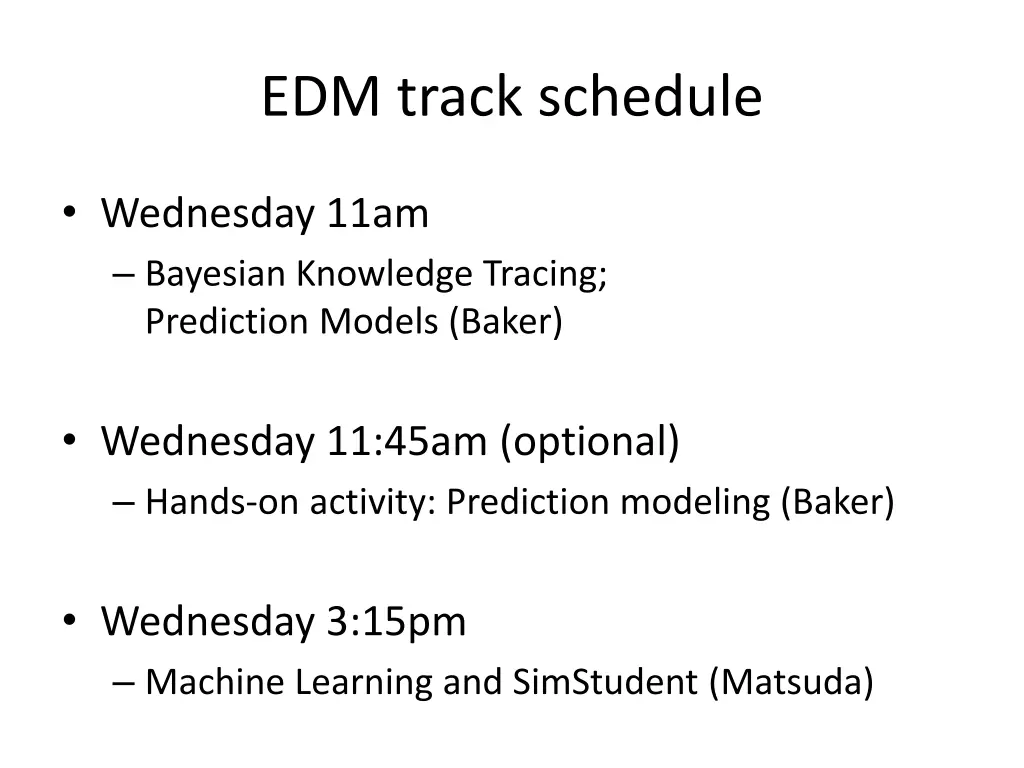 edm track schedule 1