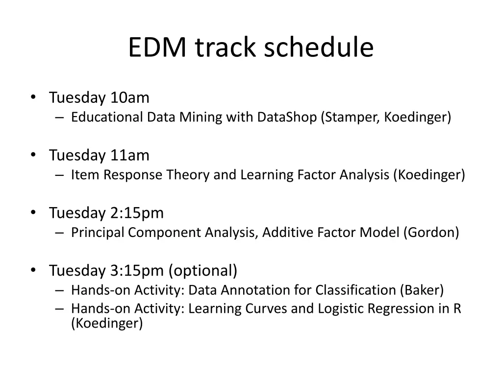 edm track schedule