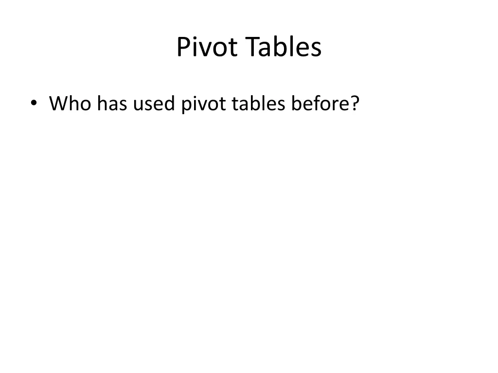 pivot tables 1