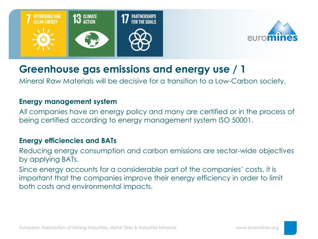 greenhouse gas emissions and energy use 1 mineral