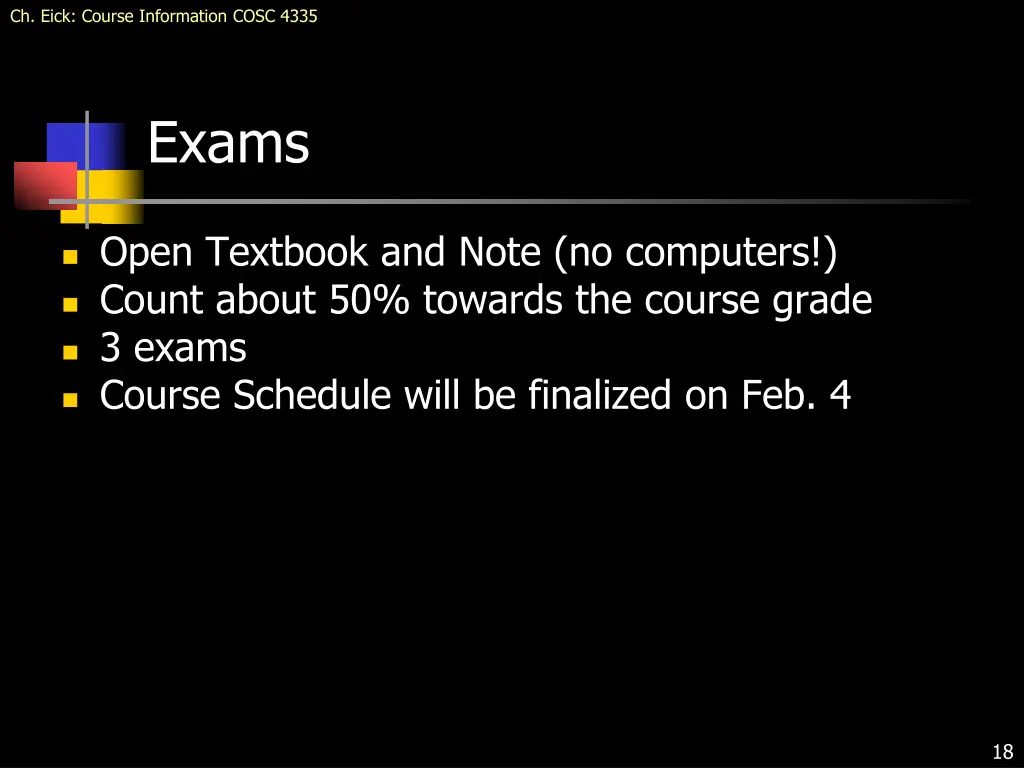 ch eick course information cosc 4335 15