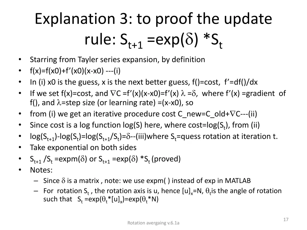 explanation 3 to proof the update rule