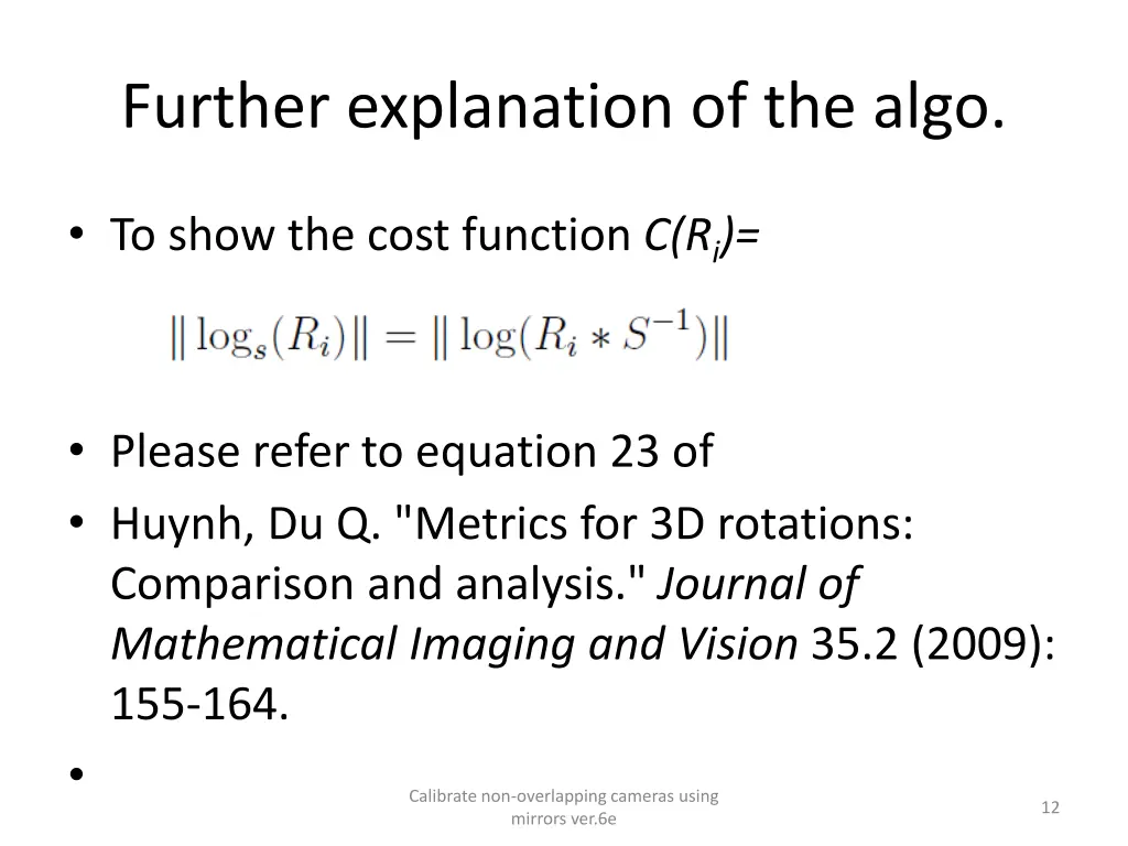 further explanation of the algo