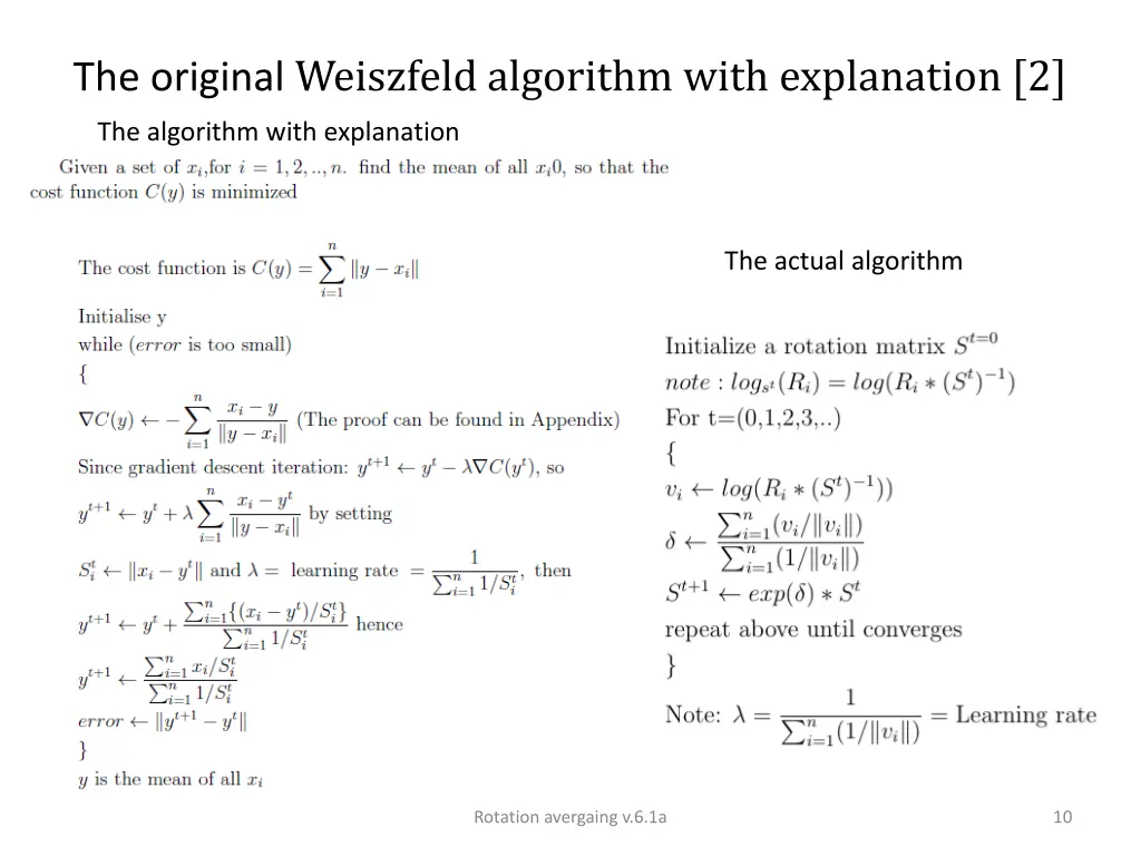 the original weiszfeld algorithm with explanation