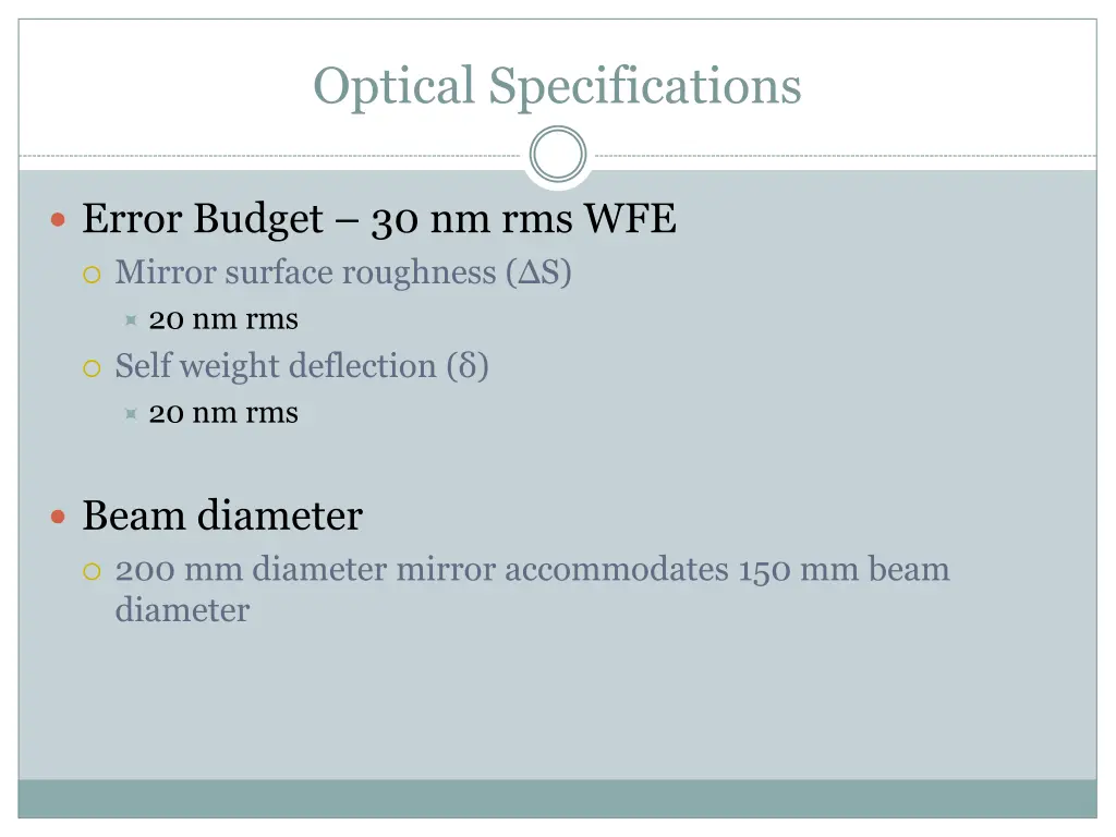 optical specifications 1