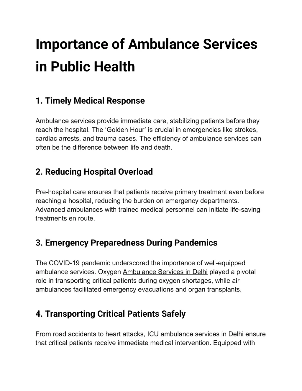 importance of ambulance services in public health