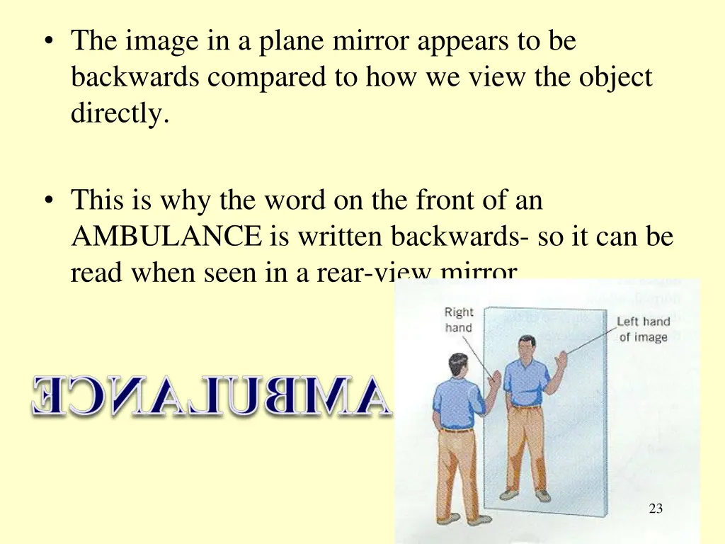 the image in a plane mirror appears