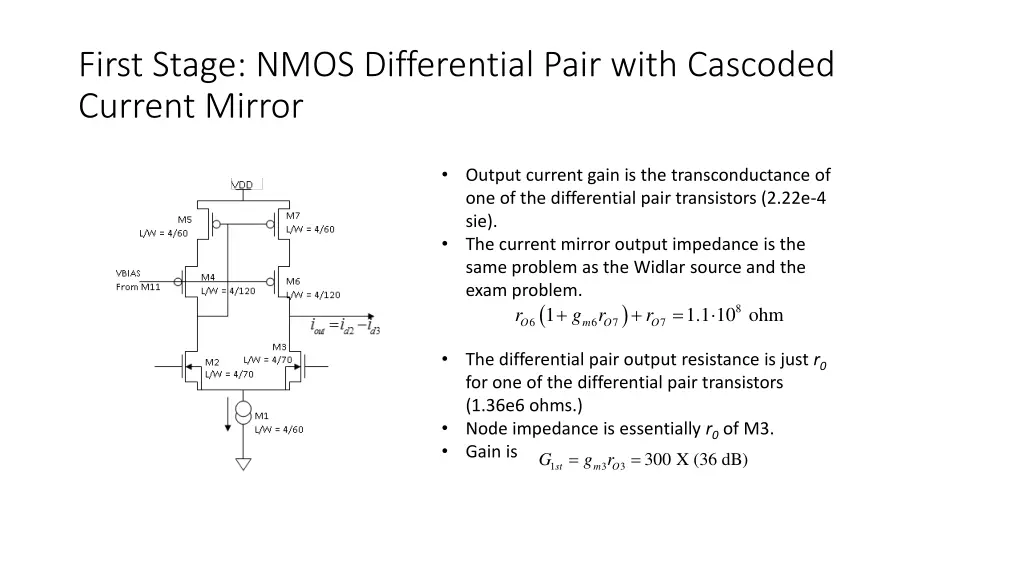 first stage nmos differential pair with cascoded