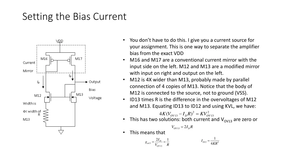 setting the bias current