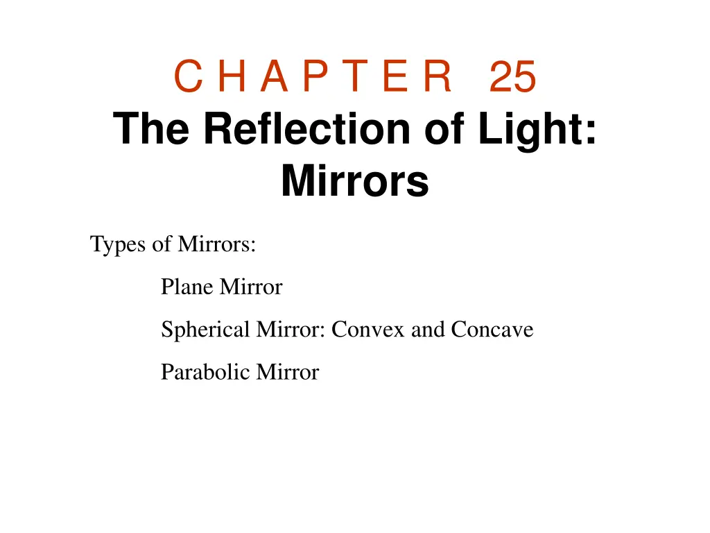 c h a p t e r 25 the reflection of light mirrors